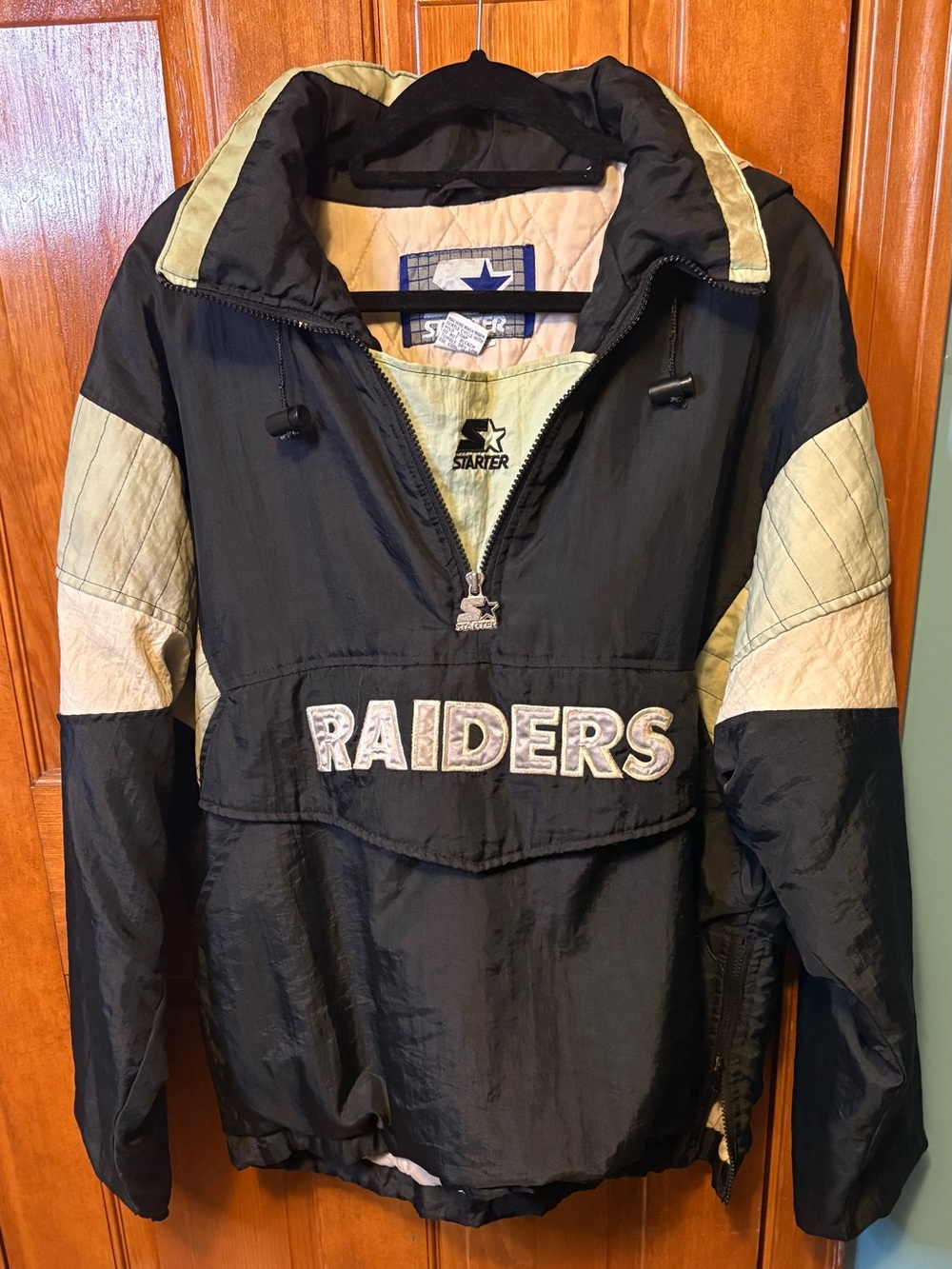 Vintage Starter Raiders NFL 90s Hooded Pullover Anorak Jacket Large - Picture 13 of 16